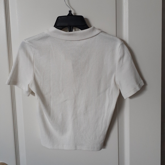 Zara white cropped polo t-shirt - Picture 3 of 3